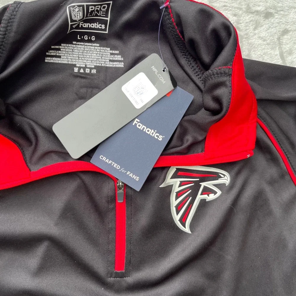 NFL Atlanta Falcons Fanatics Pro Line Quarter Zip Pullover Black Red Mens Large